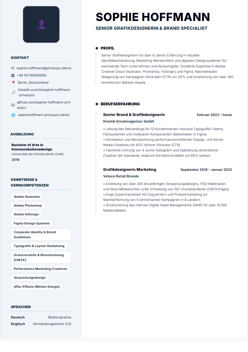 Grafikdesigner Offizielles ATS-Lebenslaufdokument