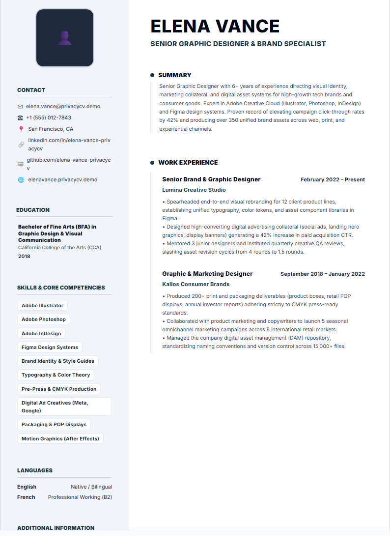 Graphic Designer Official ATS Resume Document