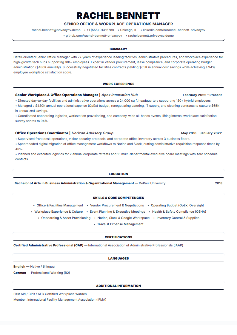 Office Manager Official ATS Resume Document