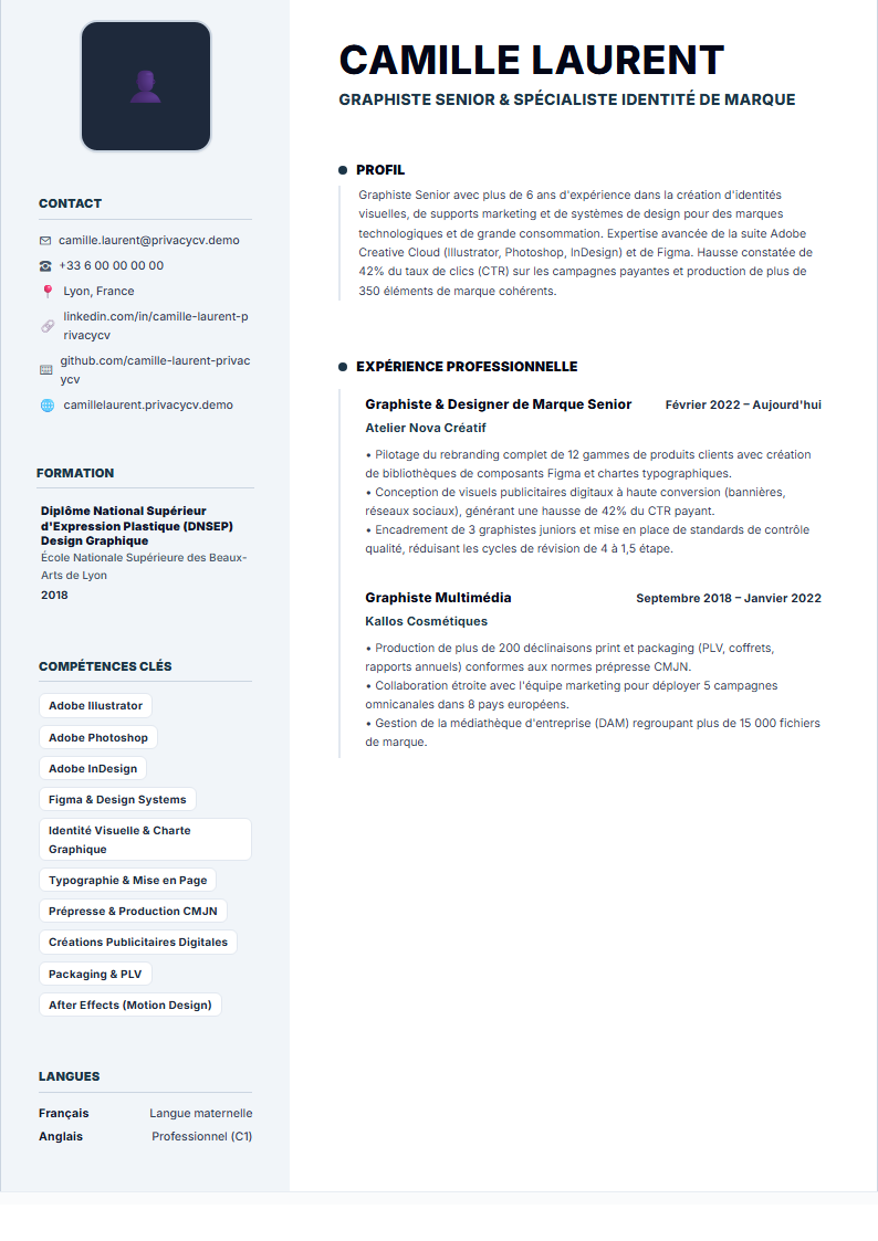 Graphiste Document de CV ATS Officiel