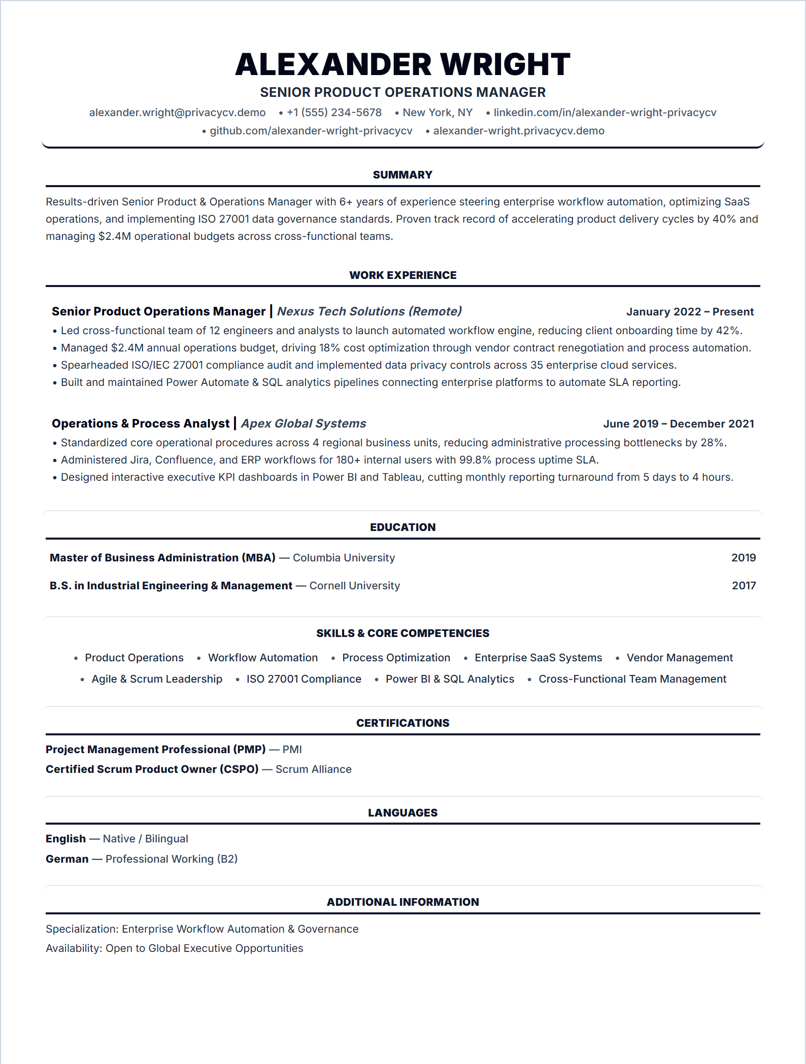 Clásico Limpio Live Resume Template Preview
