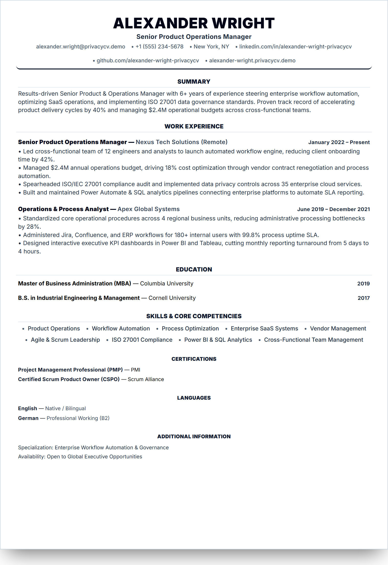 Cuadrícula Compacta Live Resume Template Preview